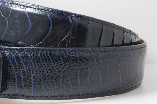 Handmade Genuine Navy Blue Ostrich Leg Leather Belt