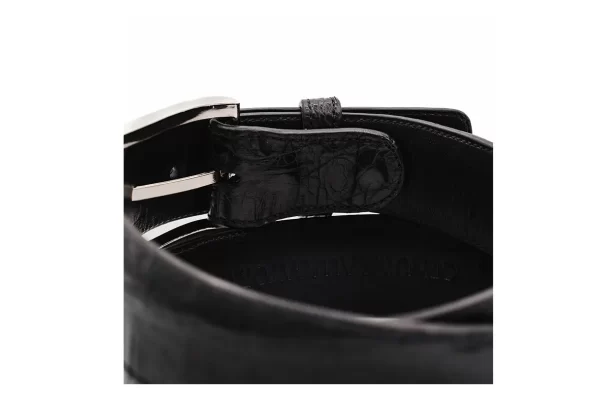 Handmade Black Alligator Leather Belt