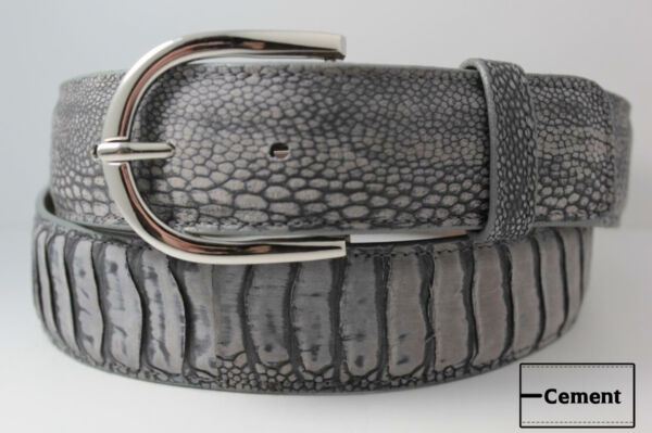 Handmade Genuine Cement Ostrich Leg Leather Belt