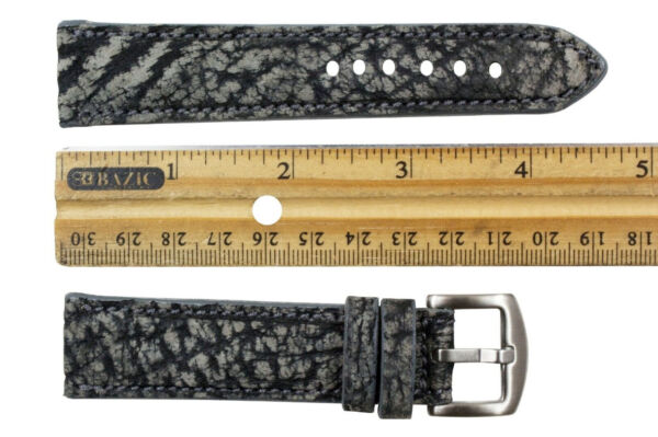 Handmade Genuine Charcoal Gray Buffalo Leather Watch Strap (Made in U.S.A)