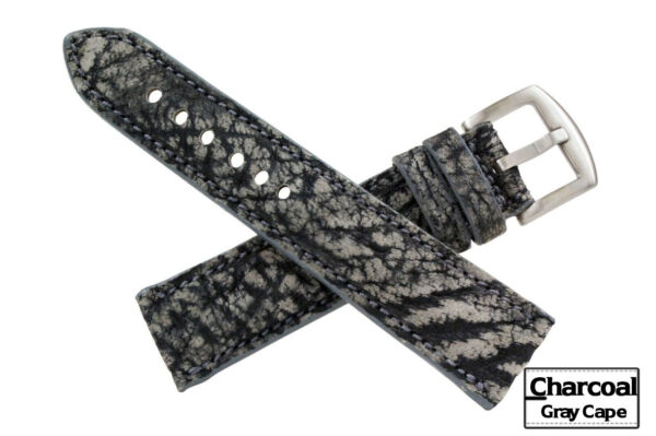 Handmade Genuine Charcoal Gray Buffalo Leather Watch Strap (Made in U.S.A)