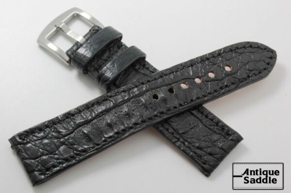 leather watch strap hornback alligator black