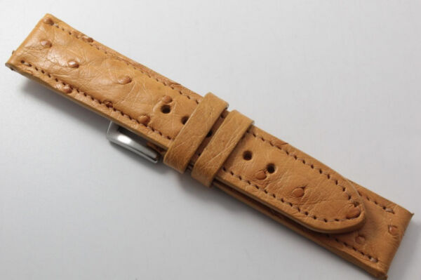 leather watch strap full quill ostrich butter cup