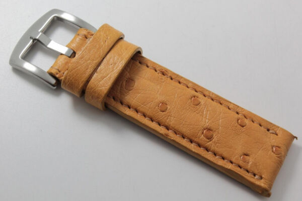 leather watch strap full quill ostrich butter cup