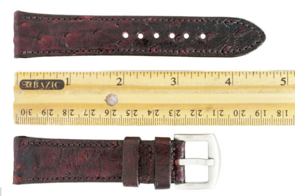 leather watch strap full quill ostrich black cherry