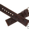 leather watch strap handtooled brown