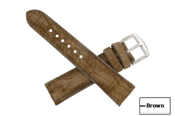 Handmade Genuine Brown Hippopotamus Leather Watch Strap Made in USA