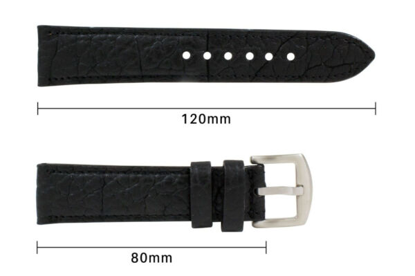 Handmade Genuine Black American Bison Leather Watch Strap (Made in U.S.A)