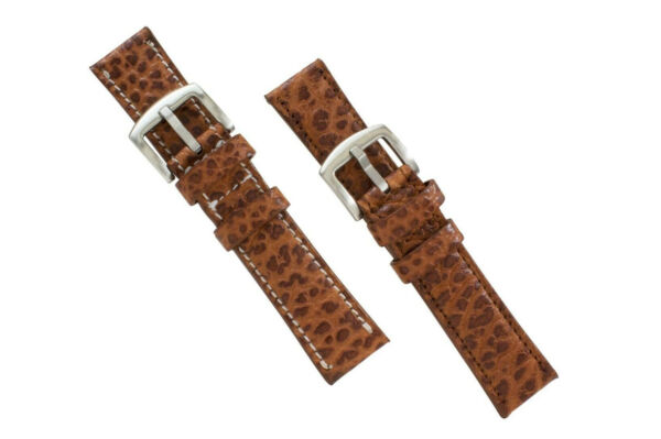 Handmade Genuine Cognac American Bison Leather Watch Strap (Made in U.S.A)