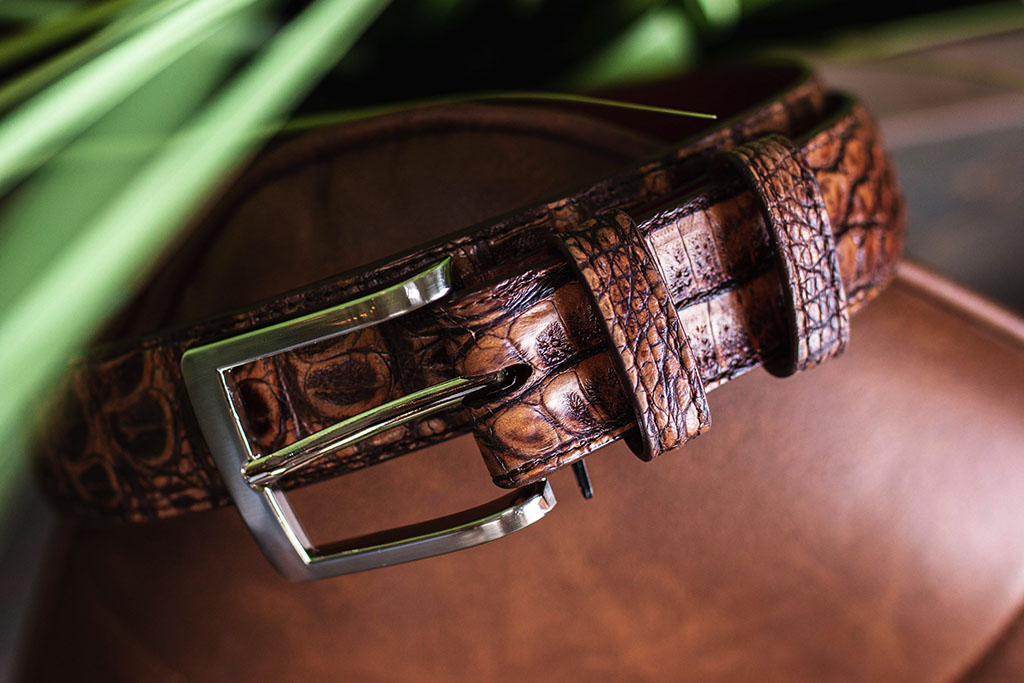 Handmade belt Alligator Brown