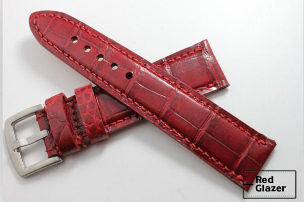 watch strap alligator red glazed