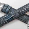 ostrich leg leather watch strap blue graphite
