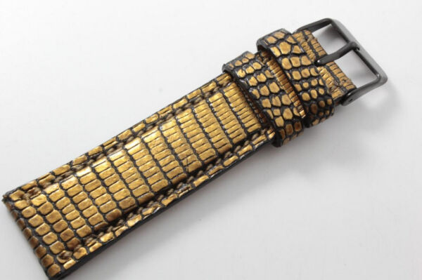 Handmade Genuine Gold Lizard Leather Watch Strap (Made in U.S.A)