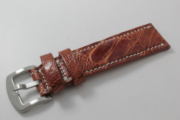 ostrich leg leather watch strap cognac