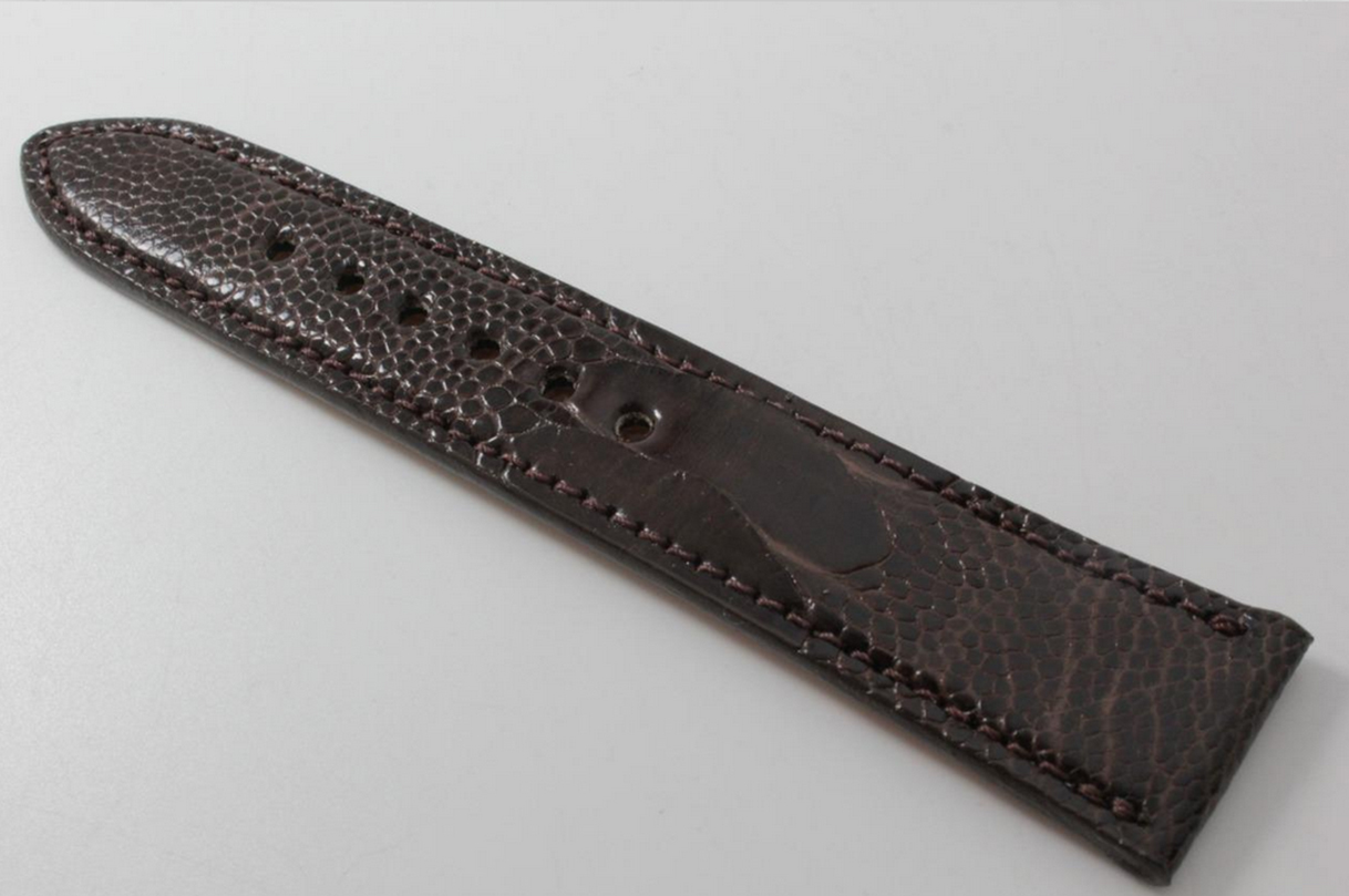 𓅦 Dark Brown Ostrich Leg Leather Watch Strap | Artifex Leather Works