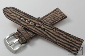 Handmade  Genuine Washed Brown Shark leather Watch Strap