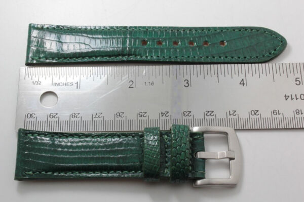 Handmade Genuine Hunter Green Lizard Leather Watch Strap (Made in U.S.A)