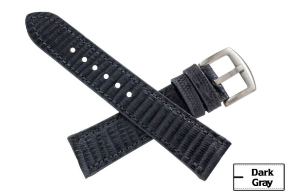 Handmade Genuine Dark Gray Lizard Leather Watch Strap (Made in U.S.A)