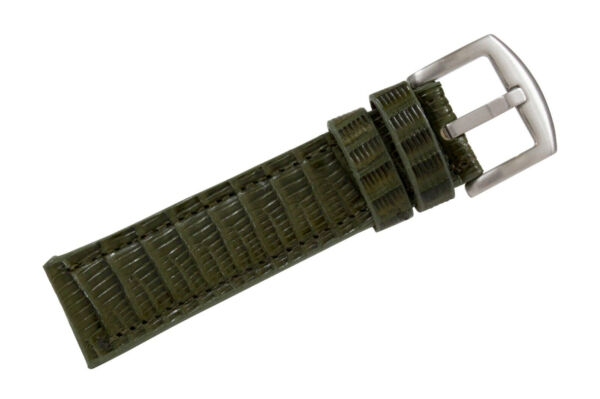 Handmade Genuine Olive Green Lizard Leather Watch Strap (Made in U.S.A)