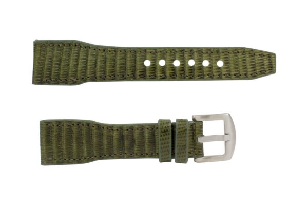 leather watch strap lizard olive green IWC pilot