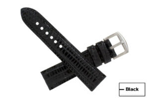 Handmade Genuine Black Lizard Leather Watch Strap (Made in U.S.A)