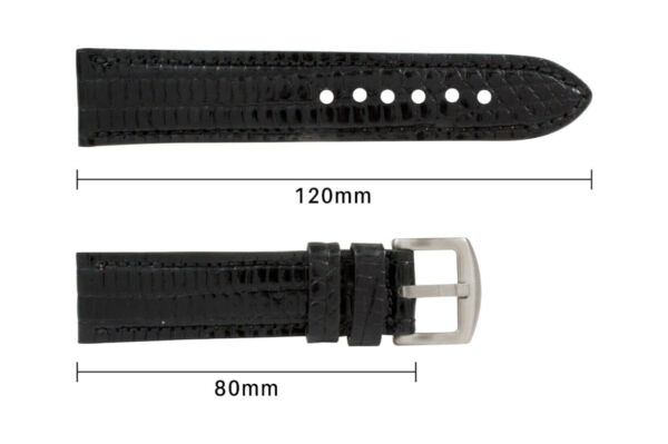 Handmade Genuine Black Lizard Leather Watch Strap (Made in U.S.A)