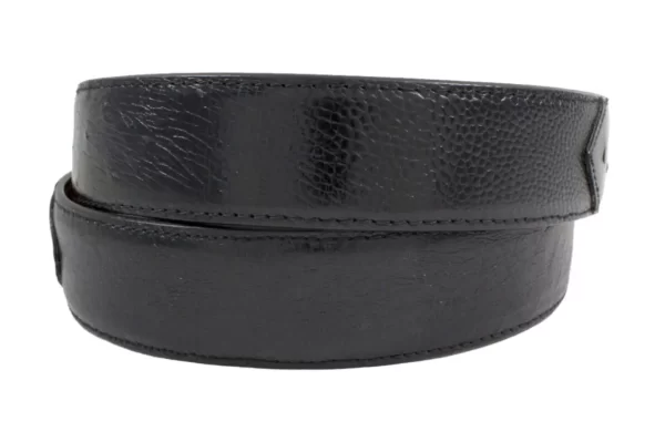 Black Full Quill Ostrich Tip Leather Belt