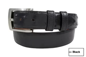 Black Full Quill Ostrich Tip Leather Belt