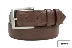 Handmade Brown Full Quill Ostrich Tip Leather Belt