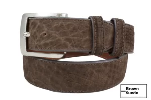Leather Belt Hippopotamus Suede Brown