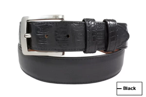Leather Belt Black Alligator Tip