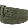 Alligator Leather Belt Suede Olive Green