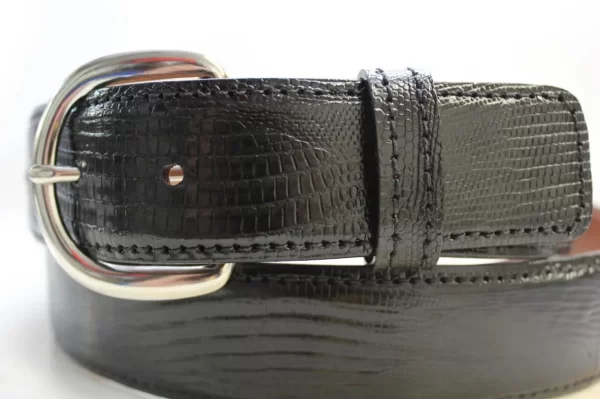 Genuine Handmade Black Lizard leather Belt for Men