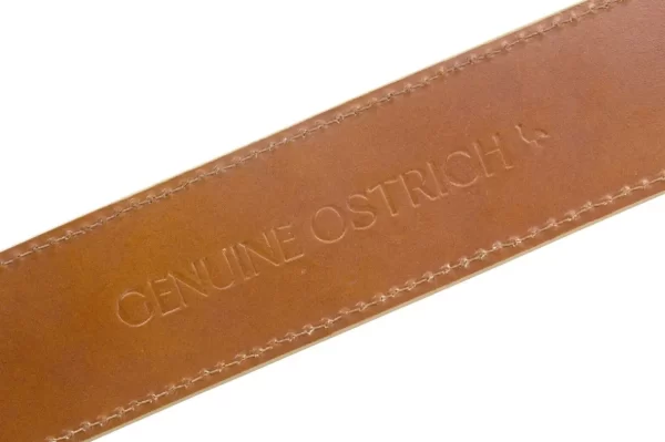 Handmade Genuine Brandy Bruciato Full Quill Ostrich Leather Belt