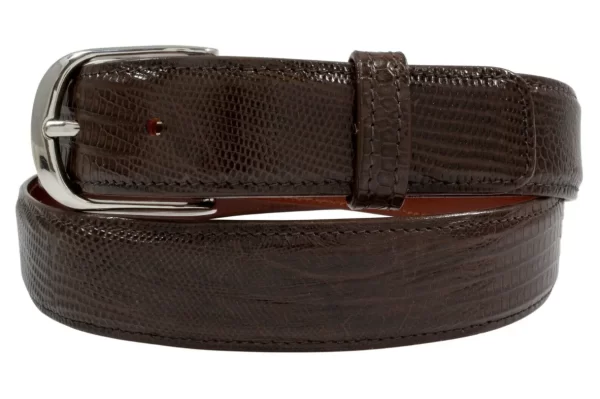 Genuine Handmade Brown Lizard Leather Belt (1 1/4 in)