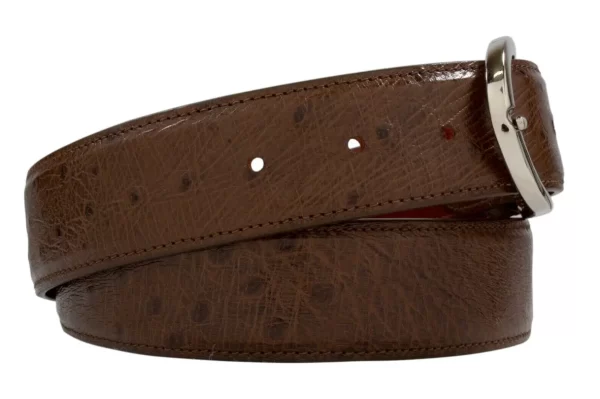 Brown smooth ostrich leather belt | Artifex Leather Works