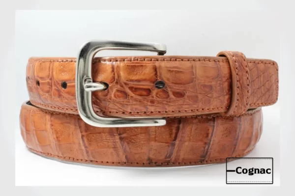 Cognac alligator leather belt mens | Artifex