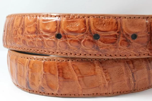 Cognac alligator leather belt mens | Artifex
