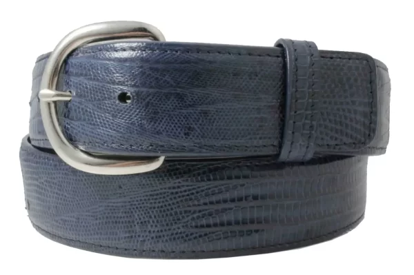 Genuine Handmade Navy Blue Lizard leather Belt for men