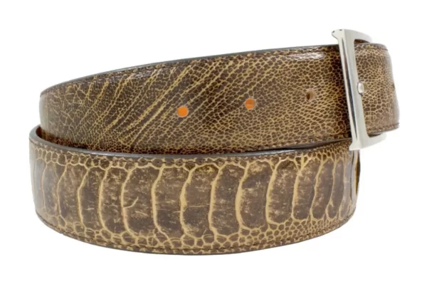 Genuine Handmade AAA ULTRA Antique Saddle Ostrich Leg Leather Belt