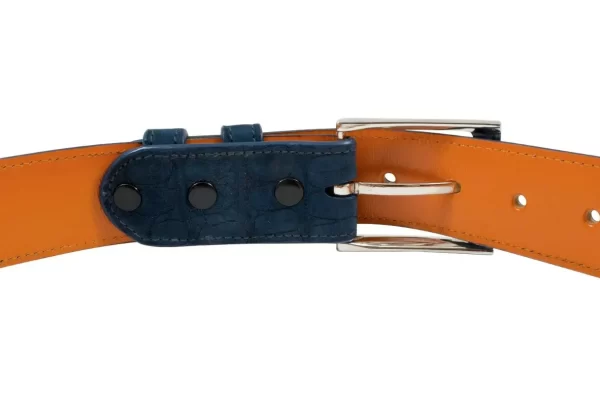 Genuine Handmade AAA ULTRA Blue Suede  Alligator Leather Belt