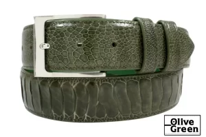 Genuine Handmade AAA ULTRA Olive Green Ostrich Leg Leather Belt