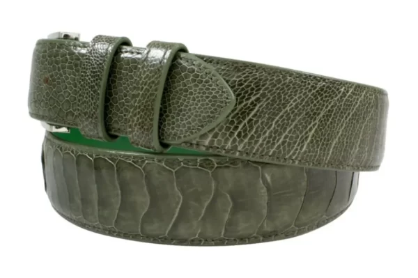 Genuine Handmade AAA ULTRA Olive Green Ostrich Leg Leather Belt