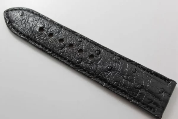 Black Full Quill Ostrich Leather Watch Strap