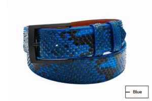 Handmade Genuine Natural Blue Python Leather Belt (Made in U.S.A)