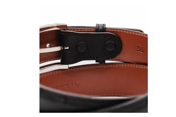 Full Quill Black Ostrich Leather Belt