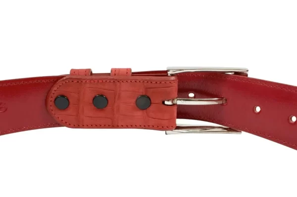 Genuine AAA ULTRA Red Suede Alligator Leather Belt
