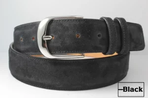 Handmade Genuine Black Italian Suede Leather Belt for Men