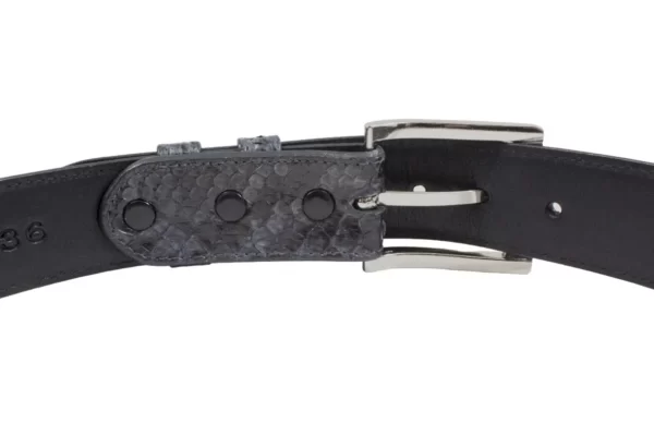 Genuine Graphite Black Python Leather Belt