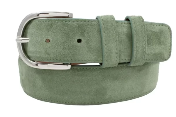 Genuine Olive Green Italian Suede Leather Belt